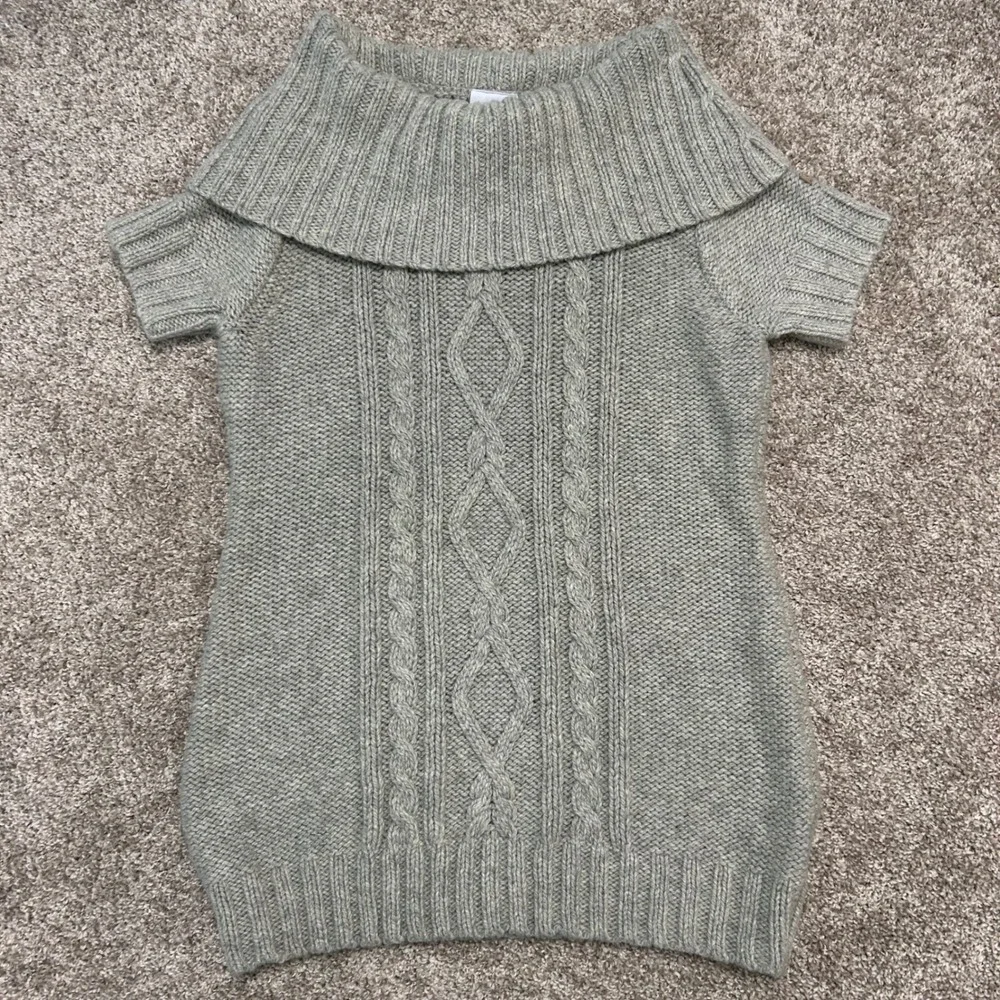 Columbia Wool Blend Gray Cable Knit Off Shoulder Cowl Neck Sweater Women Large